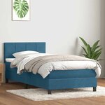 vidaXL Sommier à lattes de lit et matelas et LED bleu foncé 80x210 cm velours