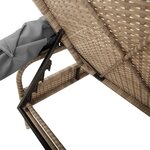 vidaXL Chaises longues lot de 2 avec auvents et table beige poly rotin