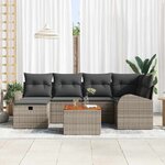 vidaXL Ensemble de canapé de jardin avec coussin 7 Pièces Gris Poly rotin