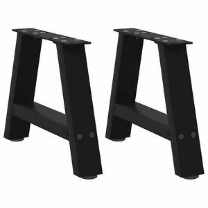 vidaXL Pieds de table basse en forme de A  2 pièces  noir  50 x (30-31) cm  acier