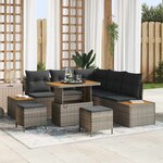 vidaXL Ensemble de canapé de jardin avec coussin 8 Pièces Gris Poly rotin