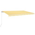 vidaXL Auvent automatique capteur de vent/LED 500x300cm Jaune et blanc