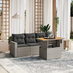 vidaXL Salon de jardin 5 Pièces avec coussins gris résine tressée