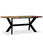 vidaXL Table à manger Bois récupération massif et croix en acier 180cm