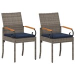 vidaXL Chaises de jardin 2 pc Gris et bleu marine