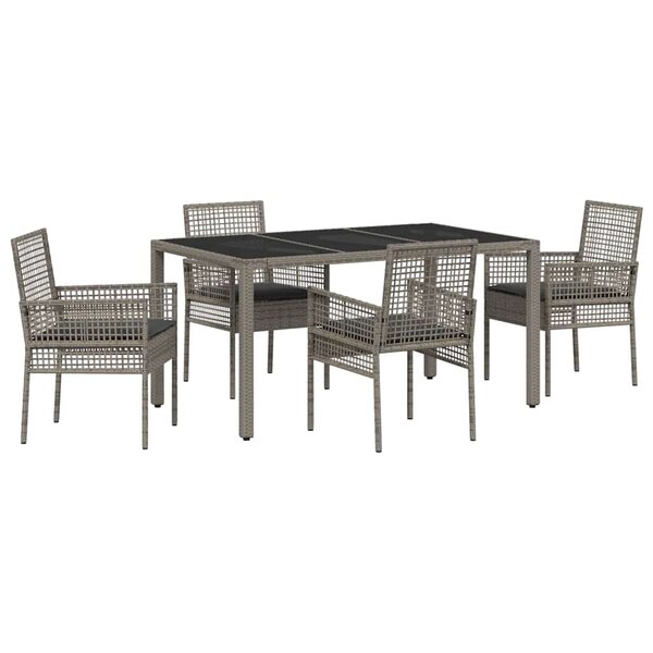 vidaXL Ensemble de salle à manger pour jardin 5 Pièces Gris Poly rotin