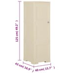 vidaXL Armoire plastique 40x43x125 cm design de bois blanc angora