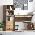 vidaXL Bureau avec tiroir avec étagère 2 Pièces Chêne artisanal