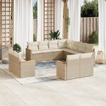 vidaXL Salon de jardin 11 Pièces avec coussins beige résine tressée