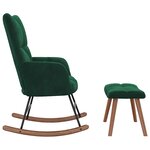 vidaXL Chaise à bascule avec repose-pied Vert foncé Velours