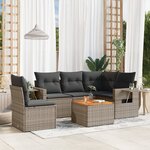 vidaXL Salon de jardin 6 Pièces avec coussins gris résine tressée