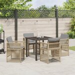 Ensemble de salle à manger de jardin vidaXL 5 pièces avec coussins beige en poly rotin