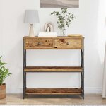 Table Console vidaXL en bois ancien 75x28x75 cm en bois d'ingénierie et acier