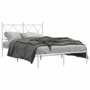 vidaXL Cadre de lit métal sans matelas et tête de lit blanc 120x200 cm