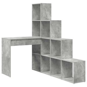 vidaXL Bureau d'angle avec étagère Gris béton 101 5 x 149 5 x 149 5 cm