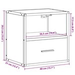 vidaXL Table de chevet murale sonoma gris 40x31x39 5 cm