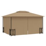 vidaXL Tonnelle avec parois et toit double 3x4 m Taupe