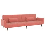 vidaXL Canapé-lit à 2 places avec deux oreillers Rose Velours