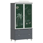 vidaXL Armoire Tableau Noir avec porte Gris et blanc Bois d'ingénierie