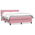 vidaXL Sommier à lattes de lit avec matelas rose 140x210 cm velours