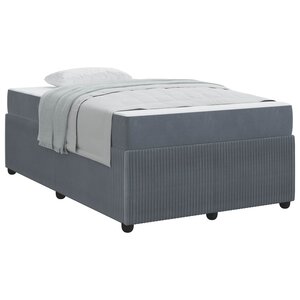 vidaXL Cadre de lit avec matelas Gris foncé 120 x 190 cm tissu