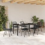 vidaXL Set de Salle à Manger de Jardin 7 Pièces Noir Rotin Poly