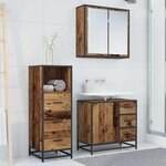 vidaXL Ensemble de mobilier de salle de bain 3 Pièces Bois ancien