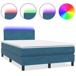vidaXL Sommier à lattes de lit et matelas et LED bleu foncé 120x210cm velours