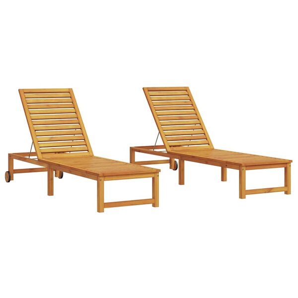 vidaXL Transat 2 Pièces Marron 53 x 202 x 89cm Bois d'acacia massif