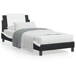 vidaXL Lit avec matelas noir et blanc 90x200 cm similicuir