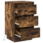 vidaXL Table de chevet avec LED Chêne fumé 39x34 5x65 cm Bois d'ingénierie