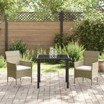 vidaXL Ensemble de jardin de 3 pièces en poly rotin beige de