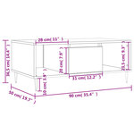 vidaXL Table basse Blanc brillant 90x50x36 5 cm Bois d'ingénierie
