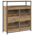 vidaXL Cabinet à chaussures avec 4 tiroirs rabattables Chêne artisanal 100x34x112 cm