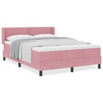 Lit à ressort avec matelas vidaXL Rose 140x200 cm Velours