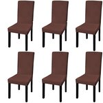 vidaXL Housse de chaise droite extensible 6 Pièces marron