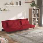 vidaXL Canapé-lit à 2 places et deux oreillers Rouge bordeaux Velours