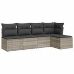 vidaXL Salon de jardin 5 Pièces avec coussins gris clair résine tressée