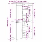 vidaXL Haut Armoire Chêne noir 69 5 x 34 x 180 cm