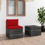vidaXL Salon palette de jardin 2 Pièces avec coussins Bois de pin massif