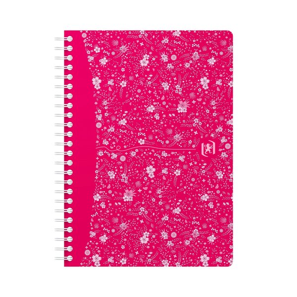 Cahier spirale oxford flowers - a5 14 8 x 21 cm - petits carreaux - 120 pages - lot de 5