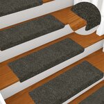 vidaXL Tapis d'escalier autocollants 15 pièces 65 x 21 x 4 cm Anthracite Bord rectangulaire