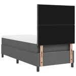vidaXL Lit à ressorts avec matelas et LED gris foncé  90 x 190 cm  en tissu.