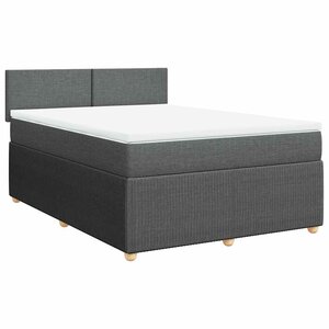 vidaXL Sommier à lattes de lit avec matelas Gris foncé 140x190cm Tissu