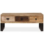 vidaXL Table basse avec 3 tiroirs Bois de manguier massif 90x50x35 cm