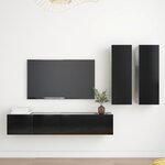 vidaXL Ensemble de meubles TV 4 Pièces Noir Bois d'ingénierie