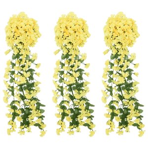 vidaXL Guirlandes de fleurs de Noël 3 Pièces jaune 85 cm