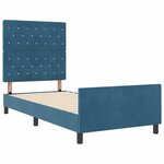 vidaXL Cadre de lit avec tête de lit Bleu foncé 90 x 200 cm Velours