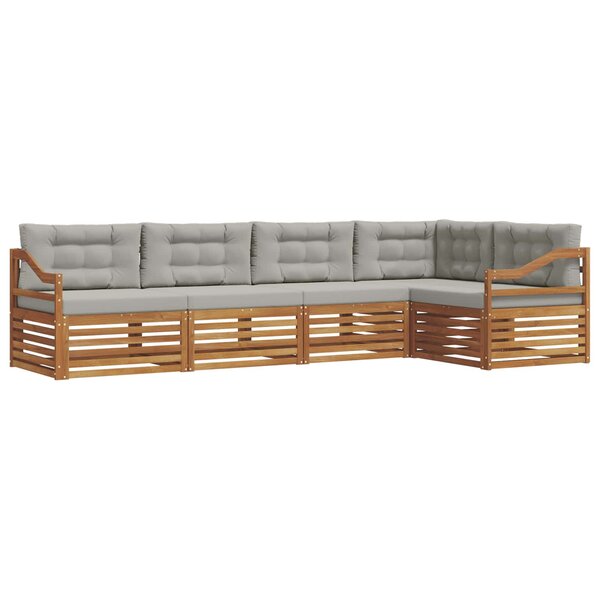 vidaXL Ensemble de canapés d'extérieur 5 Pièces Gris Naturel et Clair
