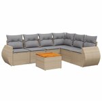 vidaXL Salon de jardin avec coussins 7 Pièces beige résine tressée